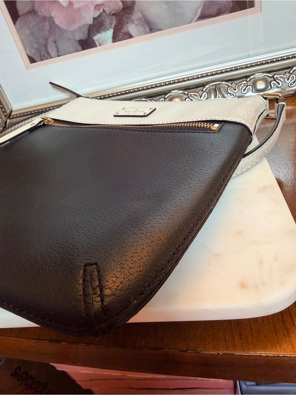 Kate Spade Grove Street Rima Leather Crossbody in Black & Cement w/Gold-Tone - Picture 6 of 16